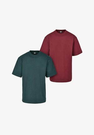 Urban Classics TEE 2-PACK - T-shirts basic - redwine bottlegreen