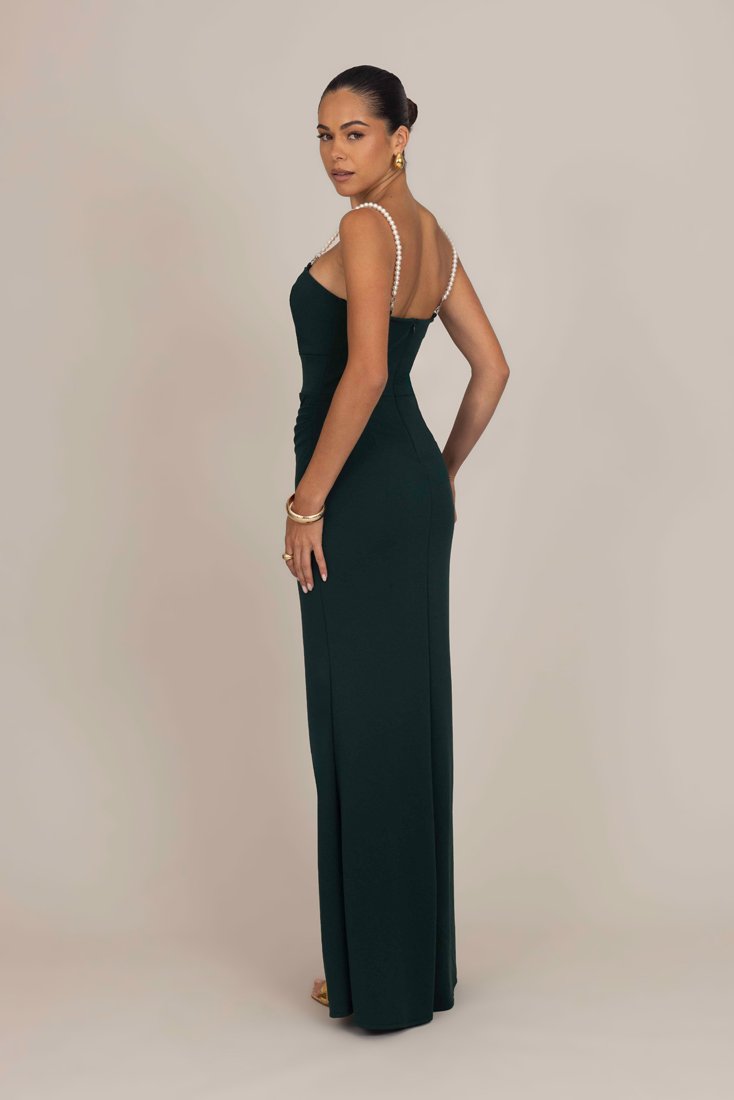 green emerald velvet dress Pearl Mini Dress - Forest Green