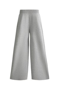 STRAIGHT-LEG KNIT WITH SIDE RIB - Stoffhose - grey