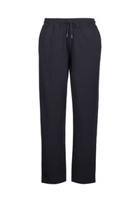 Pantaloni della tuta in misto cotone neri con vita elastica e cordino regolabile. Caratterizzati da gambe dritte e senza tasche visibili.