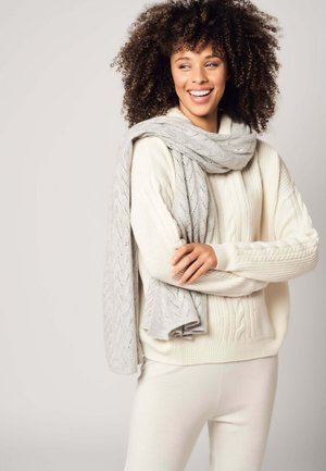 SINGLE CABLE SUPERFINE MERINO  - Felpa con cappuccio - white