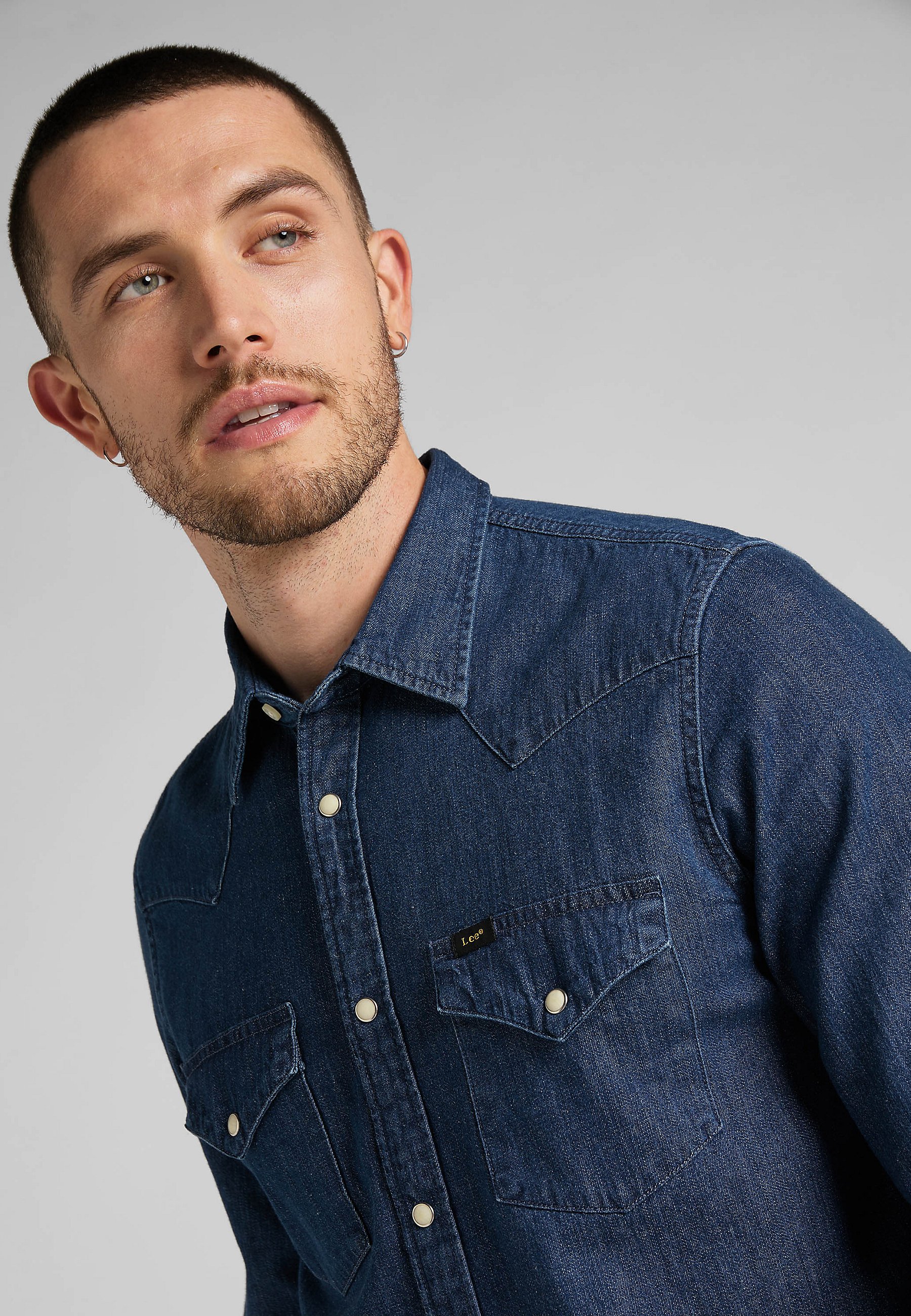 Lee Herren Western-Hemd – Kurzarm, Aus 100% Baumwolle, In Teal Wash Farbe