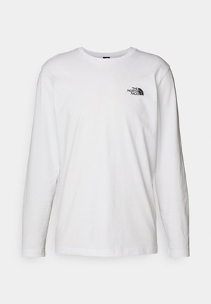 White long-sleeve T-shirt made of cotton with a crew neck. Features a small black logo on the chest. Smooth texture, regular fit.