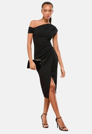 PETITE FIT - OFF THE SHOULDER GATHERED WAIST MIDI - Egyenes szabású ruha - black
