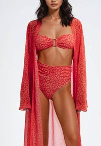 Flavia Valentini LEOPARD BANDEAU HIGH-WAISTED RUCHED SET - Bikini - red
