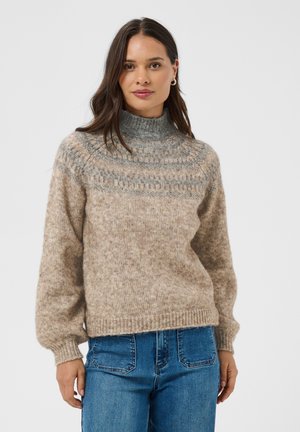 Kaffe, KAGERDA PULLOVER KNIT - Pullover - brown melange grey melange