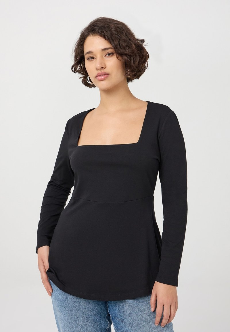 Terranova CON SCOLLO QUADRATO - Maglietta a manica lunga - nero