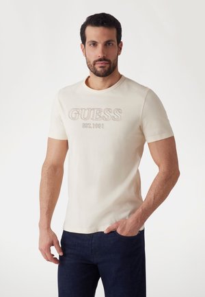 Guess LOGO - Print T-shirt - creme