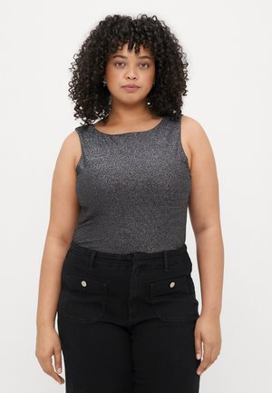 CAREA GLITTER 2 WAYS - Top - black/silver-coloured