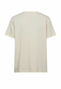 Korte mouwen t-shirt in lichtbeige katoen, met een eenvoudige ronde halslijn en een ontspannen silhouet zonder zichtbare logo's of patronen.
