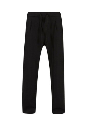 Pantaloni de sweats negri cu talie elastică, cordon de strangere, buzunare frontale și design cu pantaloni tapered. Fabricati dintr-un material moale și respirabil.