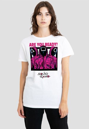 SQUID GAME GUARDS ARE YOU READY COMIC - Print T-shirt - white