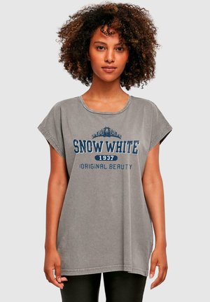 SNOW WHITE - COLLEGIATE LOGO ACID WASHED - Print T-shirt - asphalt