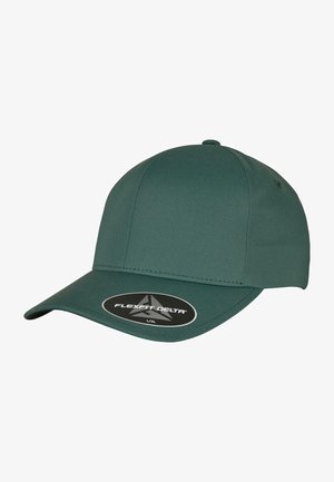 Grøn baseballcap med et struktureret design, lavet af glat stof. Har en flad skygge og en logoetiket på den forreste panel. Størrelse L/XL.
