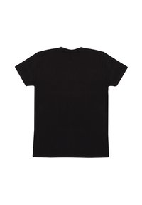 T-shirt nero a maniche corte in cotone con scollatura rotonda e una texture liscia. Assente di grafiche o motivi.