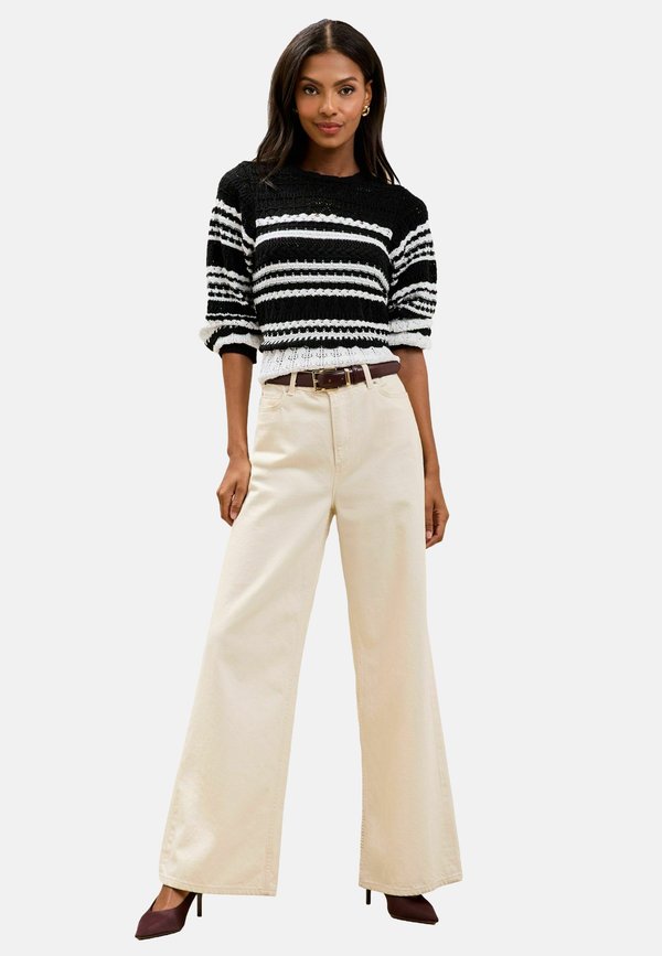 REGULAR FIT STITCH POINTELLE - Strickpullover - monochrome