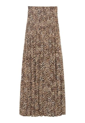 LEOPARD-PRINT - Veckad kjol - brown