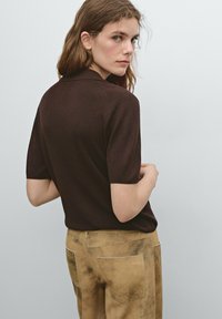 Massimo Dutti Polo shirt - mottled dark brown
