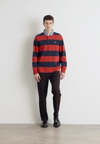 GANT STRIPE HEAVY RUGGER - Pikkade varrukatega topp - iron red