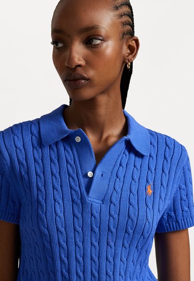 Polo Ralph Lauren CABLE KNIT COTTON CROPPED POLO SHIRT - Polo - maidstone blue