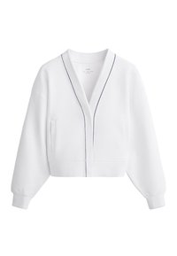 HEAVY WEIGTH COTTON BLEND PIQUÉ - Cardigan - white