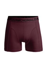 Bordo muškarci bokserice od rastezljivog materijala. Imaju crnu elastičnu traku s logom i ravne šavove za udobnost i prilagodbu. Bez dodatnih uzoraka.