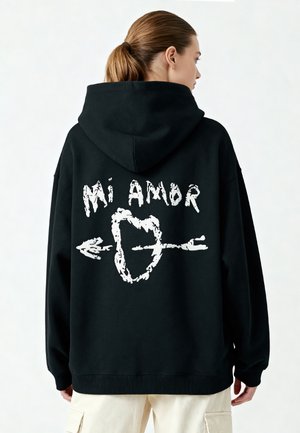 MI AMOR EMBROIDERY UNISEX - Sweat à capuche - black