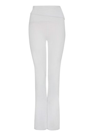 Pantaloni bianchi a palazzo realizzati con un tessuto morbido ed elastico. Vita ampia con un design incrociato, che offre una silhouette aderente in tutto.
