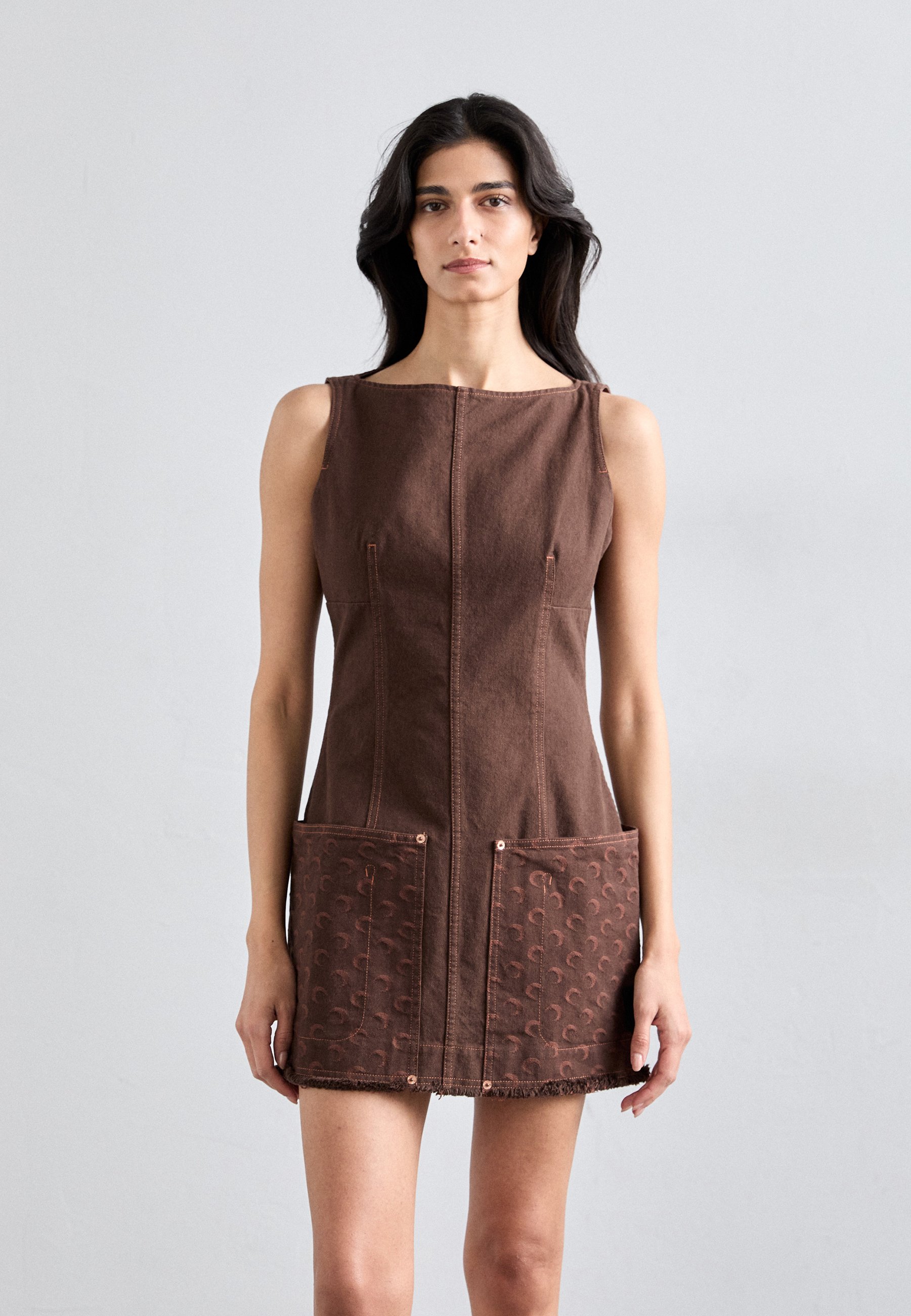 MARINE SERRE MOON MINI DRESS - Day dress - deep brown/brown - Zalando.co.uk MARINE SERRE MOON MINI DRESS - Day dress - deep brown/brown - Zalando.co.uk