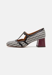 Escarpins Chie Mihara - Toile Noire, Cuir écru Et Daim Vert Anis, Talon Aiguille, Pointure 40, Occasion