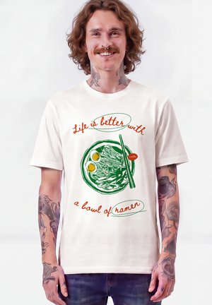 watapparel, LIFE IS BETTER WITH RAMEN UNISEX - T-shirt imprimé - off white