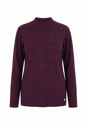 Ulla Popken, TONAL RHINESTONE LONG SLEEVE TURTLENECK SWEATER - Strickpullover - berry