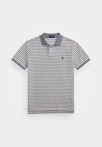 Custom Slim Fit Striped Mesh Polo Shirt - Poloshirts - newport navy/white