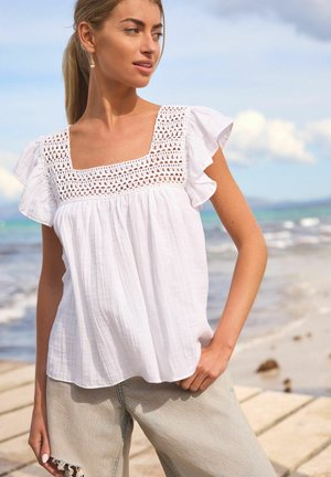 Next SQUARE NECK FLUTTER SLEEVE - REGULAR FIT - Blúzka - white