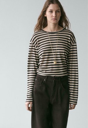 STRIPED LONG SLEEVE  - Long sleeved top - mottled dark brown