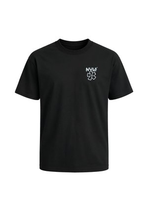Neverless, HERREN T-SHIRT - DESIGN MINIMAL BLOSSOM - OVERSIZED RELAXED FIT - Print T-shirt - schwarz