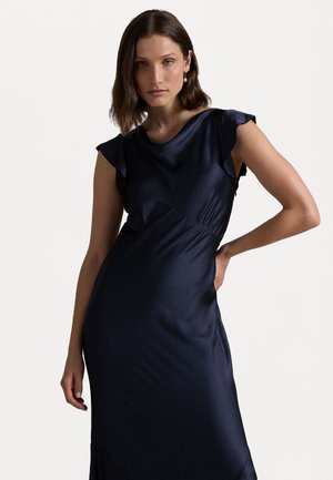 DOUBLE-FACE SATIN COWLNECK GOWN - Gallakjole - graphic navy
