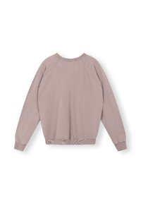 Sudadera ligera en color malva con mangas raglán largas, puños acanalados y una cintura ceñida. Fabricada en un tejido suave y texturizado.