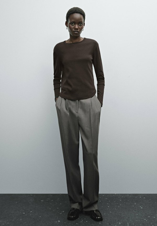 WITH ROUNDED HEM - Long sleeved top - mottled bordeaux4