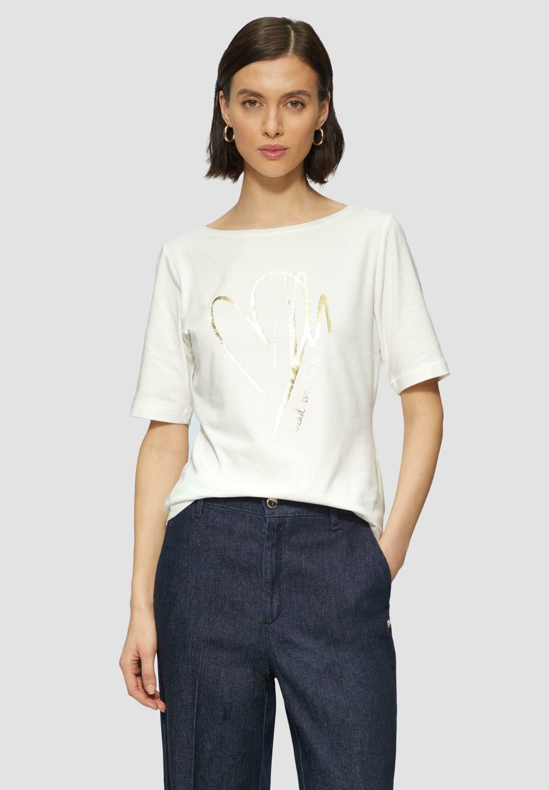 s.Oliver BLACK LABEL - MIT METALLIC - T-Shirt print - ecru, Vergrößern