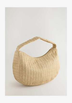 Bež Энтахит со всех сторон кулатенажка покровлен кудрявой структурой, с одинокой заплетенной ручкой. Имеет застежку на молнии сверху.