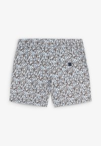 Shorts de bain pour hommes en bleu clair avec un motif floral brun. Présente une taille élastique et une poche arrière.}}}  assistant to=python code(async function() { return await responseHandler([