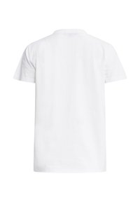 Witte katoenen t-shirt met korte mouwen, een klassieke ronde halslijn en een eenvoudig, onopgesmukt ontwerp. Geen patronen of accenten zichtbaar.
