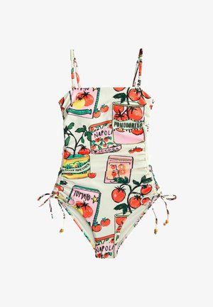 RUCHED TUMMY CONTROL TALL - Maillot de bain - cream red pomodoro tomato print