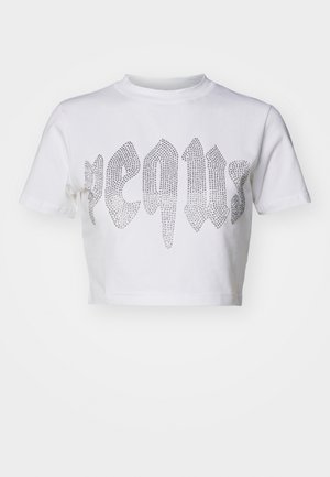 RHINESTONE MYTHIC LOGO - T-shirt con stampa - white