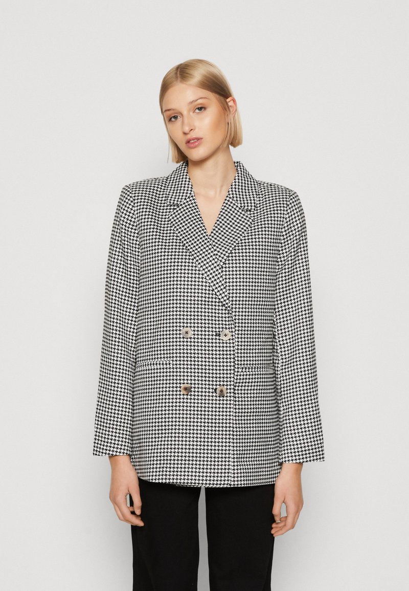 VILA VIDAFNY LOOSE - Blazer - black/houndstooth/white