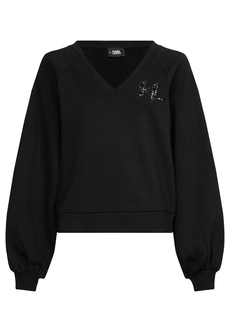 KARL LAGERFELD PUFFY SLEEVE V-NECK - Sweatshirt - black/noir - ZALANDO.FR