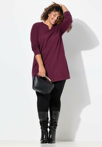 Ulla Popken NOTCH NECKLINE  - Top s dlouhým rukávem - dark claret