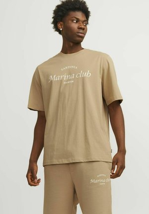 RUNDHALS - T-shirt med print - beige