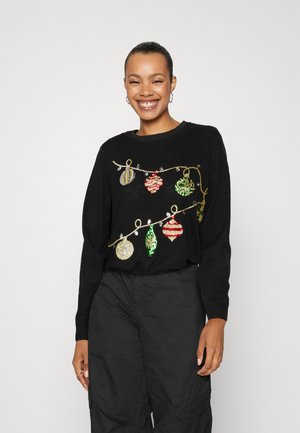 ONLY XMAS GLITTER LS ONECK EX  - Jumper - black